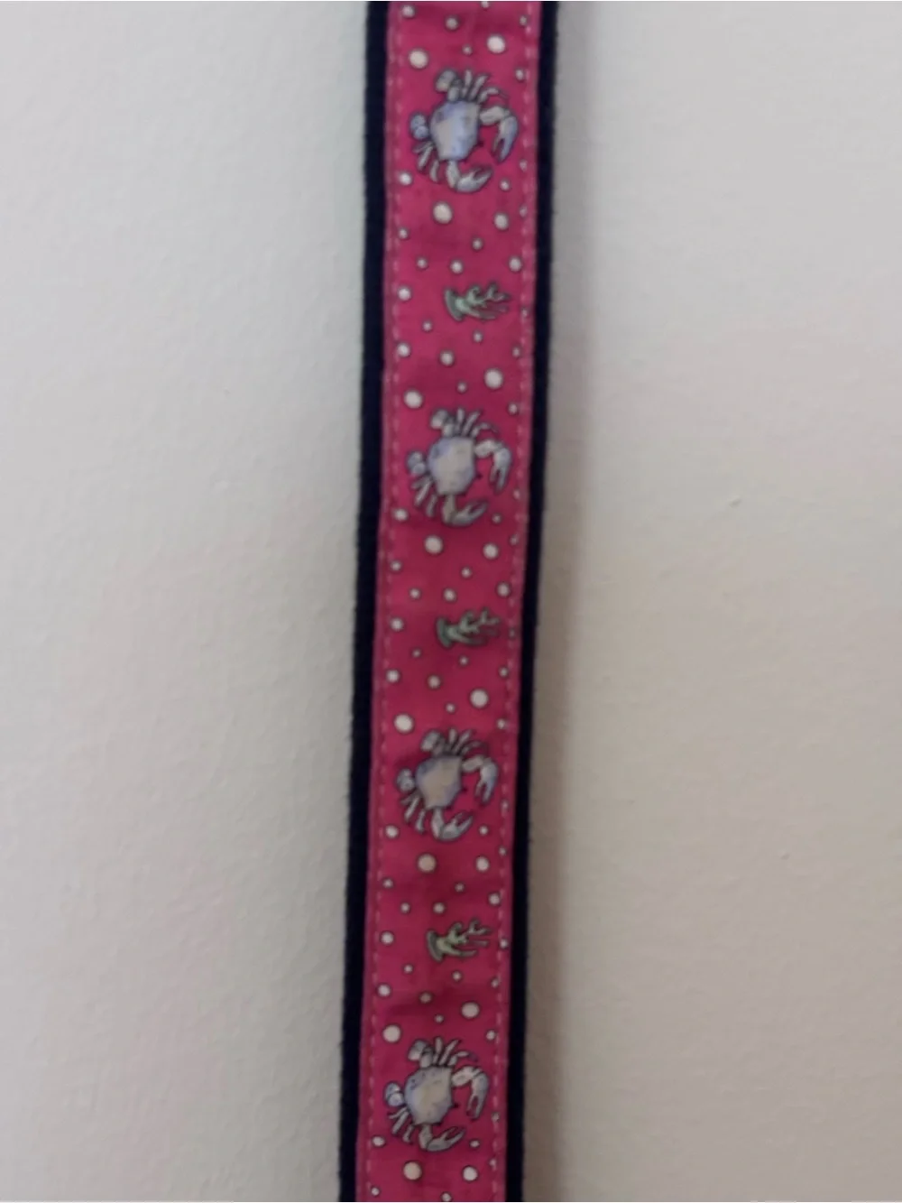 Vineyard Vines Pink Crab Canvas Leather Belt Size 28 Made in USA Solid Brass
